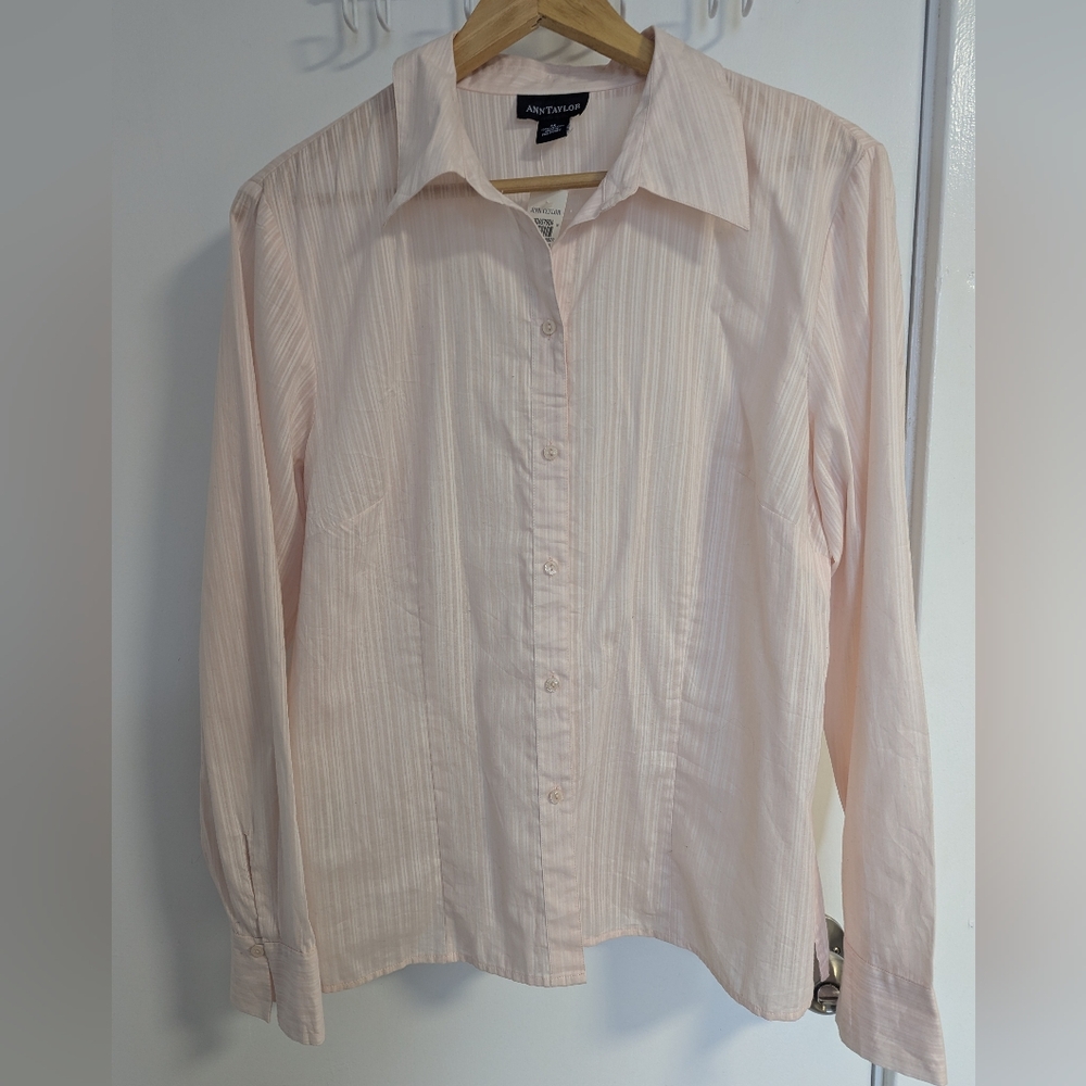 Ann Taylor Pale Blush Button-Down Shirt